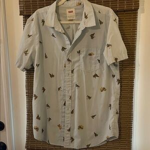Levi's Men's Light Blue Shirt with Bird Print